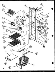 Freezer Shelving And Refrigerator Light Diagram and Parts List for SBD20K-P1117701W  Amana Refrigerator