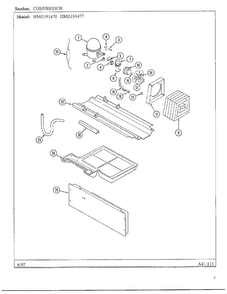 Compressor Diagram and Parts List for HMG191470  Admiral Refrigerator