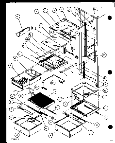 Refrigerator Shelving And Drawers Diagram and Parts List for SZD20MPL-P1120204WL  Amana Refrigerator