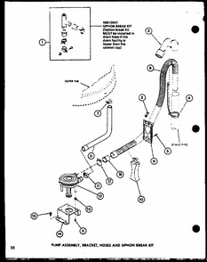 Pump Assembly (lw1201/p1110510w) (lw1501/p1110511w) (lw1502/p1110512w) (lw2302/p1110514w) (lw2303/p1110515w) (lw1503/p1110513w) Diagram and Parts List for LW2302 P1110514W Amana Washer
