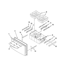 Freezer Door Parts Diagram and Parts List for 7MI2569VEM1  Maytag Refrigerator