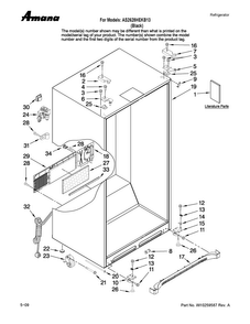 Cabinet Parts Diagram and Parts List for AS2628HEKB13  Amana Refrigerator