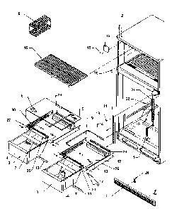 Cabinet Shelving Diagram and Parts List for THI21S3W-P1194708WW  Amana Refrigerator