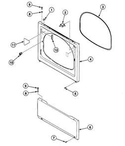 Front Panel Diagram and Parts List for SSG619LF  Speed Queen Dryer