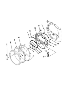 Door Parts Diagram and Parts List for MDE25PDAGW1  Maytag Dryer