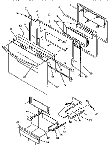 Oven Door And Storage Door Diagram and Parts List for ARG7301W-P1143315NW  Amana Range