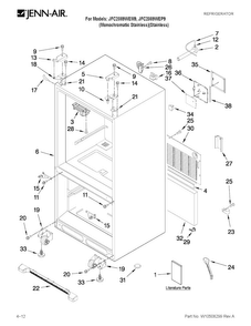 Cabinet Parts Diagram and Parts List for JFC2089WEP9  Jenn-Air Refrigerator