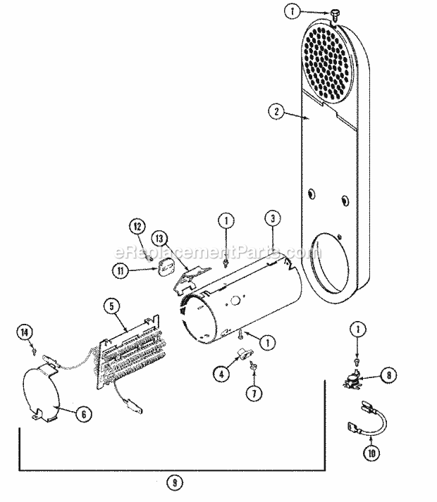 HEATER Diagram and Parts List for MDE5500AYW  Maytag Dryer