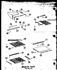 Interior Parts 16 Cu. Ft. Diagram and Parts List for T16W-P60303-8W  Amana Refrigerator