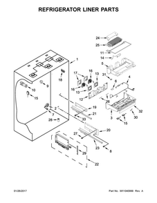 Refrigerator Liner Parts Diagram and Parts List for JB36NXFXLE01  Jenn-Air Refrigerator