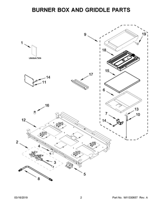 Burner Box And Griddle Parts Diagram and Parts List for JDRP536HM00  Maytag Range