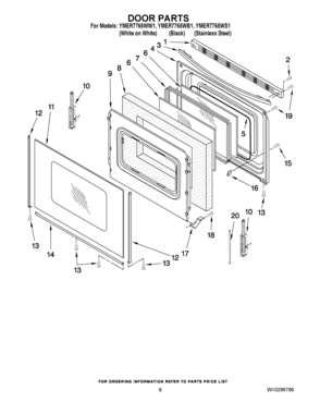 05 - DOOR PARTS Diagram and Parts List for YMER7765WS1  Maytag Range