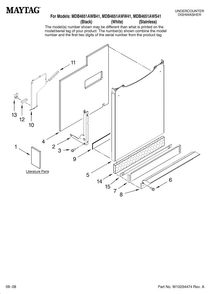 Door And Panel Parts Diagram and Parts List for MDB4651AWB41  Maytag Dishwasher
