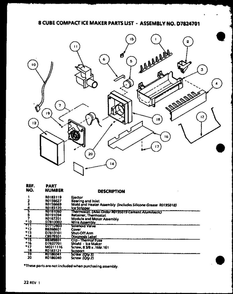 8 Cube Compact Ice Maker Diagram and Parts List for IC3N-P1110701W-BM  Amana Refrigerator