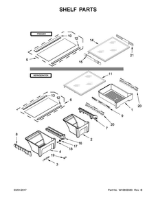 Shelf Parts Diagram and Parts List for 5MT711BFEG00  Maytag Refrigerator