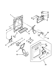Dispenser Front Parts Diagram and Parts List for ASD2522WRD04  Amana Refrigerator