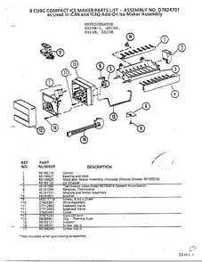 8 Cubc Compact Ice Maker Diagram and Parts List for SX22M  Amana Refrigerator