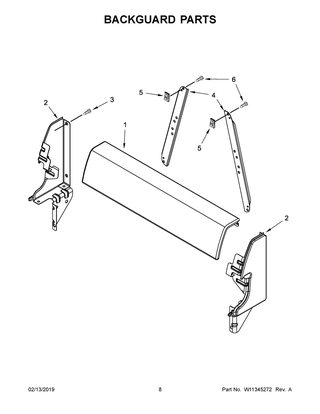 Backguard Parts Diagram and Parts List for AEP222VAW3  Maytag Range