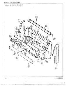 Control Panel Diagram and Parts List for 68-4585-40  Magic Chef Range