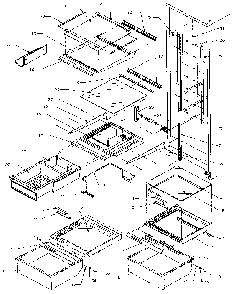 Refrigerator Shelving And Drawers Diagram and Parts List for SXDE27NP-P1162204W  Amana Refrigerator
