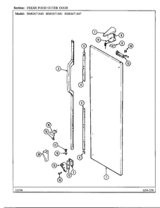 Fresh Food Outer Door Diagram and Parts List for 671840  Admiral Refrigerator
