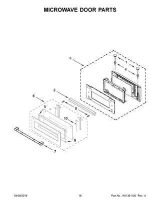 Microwave Door Parts Diagram and Parts List for JMW2430IL01  Maytag Microwave Oven Combo