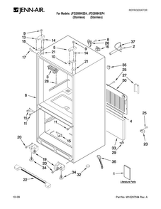 Cabinet Parts Diagram and Parts List for JFD2589KEP4  Jenn-Air Refrigerator