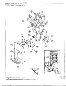 Ice And Water Dispenser Diagram and Parts List for 321340  Admiral Refrigerator