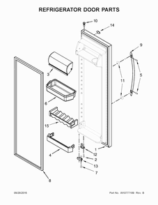 Refrigerator Door Parts Diagram and Parts List for 5MSF25N4BA02  Maytag Refrigerator