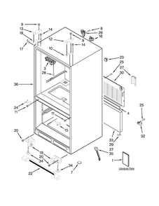 Cabinet Parts Diagram and Parts List for JFC2290VEM7  Jenn-Air Refrigerator