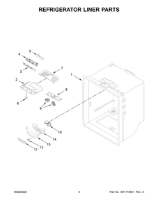 Refrigerator Liner Parts Diagram and Parts List for ABB1924BRB05  Amana Refrigerator