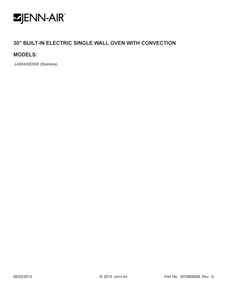 Cover Sheet Diagram and Parts List for JJW3430DS00  Jenn-Air Wall Oven