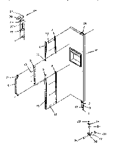 Freezer Door Hinge Diagram and Parts List for SSD25SL-P119042WL  Amana Refrigerator