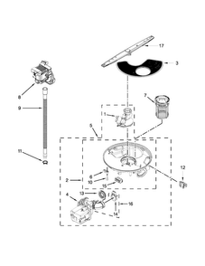Pump, Washarm And Motor Parts Diagram and Parts List for ADB1400PYB2  Amana Dishwasher