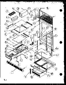 Refrigerator Shelving And Drawers Diagram and Parts List for TX20QBG-P1111704WG  Amana Refrigerator