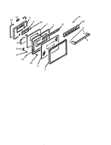 Oven Door Assembly Diagram and Parts List for AGS780WW-P1168601NW  Amana Range