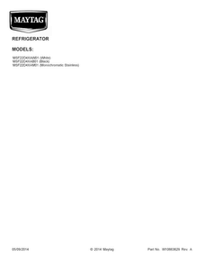 Cover Sheet Diagram and Parts List for MSF22D4XAM01  Maytag Refrigerator