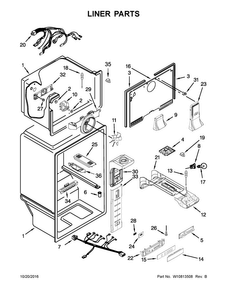 Liner Parts Diagram and Parts List for 5VM1BXGFYA00  Maytag Refrigerator
