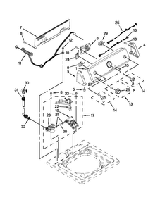 Controls And Water Inlet Parts Diagram and Parts List for 3LMVWC100YW1  Maytag Washer