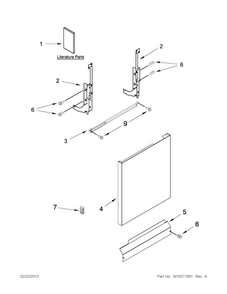Door And Panel Parts Diagram and Parts List for ADB1100AWS0  Amana Dishwasher