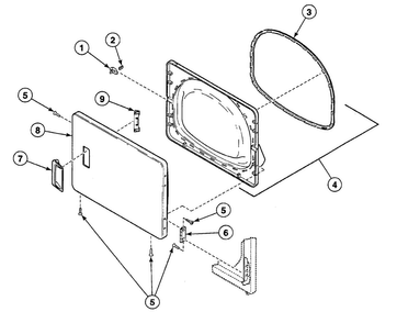 Door Assy Diagram and Parts List for SSEB07WJ1500  Speed Queen Dryer