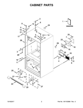 02 - Cabinet Parts Diagram and Parts List for MFI2570FEZ05  Maytag Refrigerator