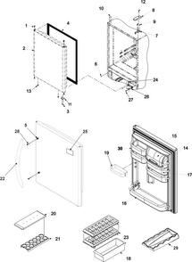 Refrigerator Door Diagram and Parts List for ABR2527FES0  Amana Refrigerator