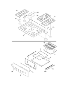 Top/drawer Diagram and Parts List for CRG3180PWA  Crosley Range
