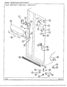 Fresh Food Compartment Diagram and Parts List for 64163-0A  Admiral Refrigerator