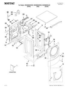 Top And Cabinet Parts Diagram and Parts List for MHWE950WJ02  Maytag Washer