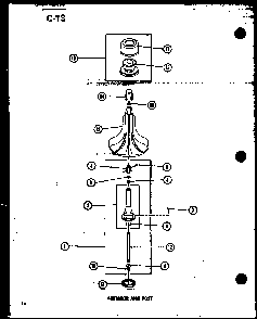 Agitator And Post Diagram and Parts List for TAA300 P75751-12W Amana Washer