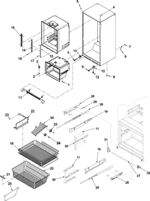 Interior Cabinet & Freezer Shelving Diagram and Parts List for ABL2222FES0  Amana Refrigerator