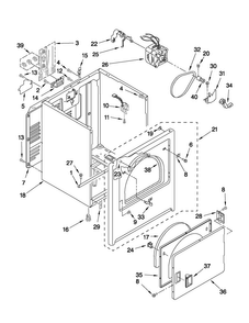 Cabinet Parts Diagram and Parts List for 4KMEDC405WQ1  Maytag Dryer