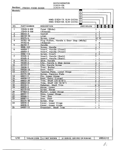 Fresh Food Door Page 2 Diagram and Parts List for 31824-0A  Admiral Refrigerator